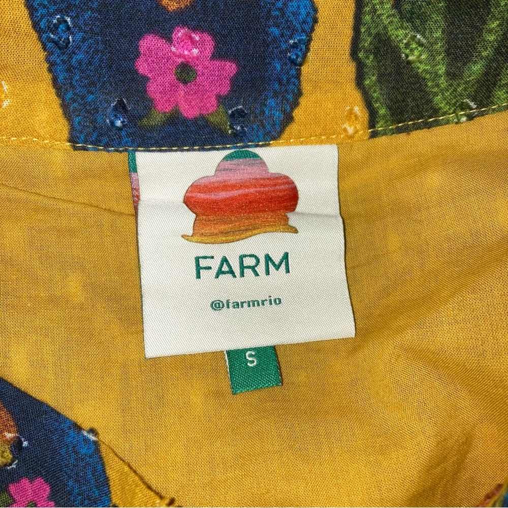 FARM Rio Yellow Tropical Tapestry layered Mini Skirt Size S - Picture 11 of 12